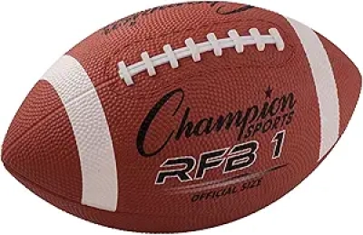 Champion Sports Rubber Football | Durable All-Weather Grip Ball for Youth & Training