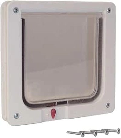 4-Way Locking Cat Door Flap - Indoor/Outdoor Pet Gate for Cats Up to 12 lbs