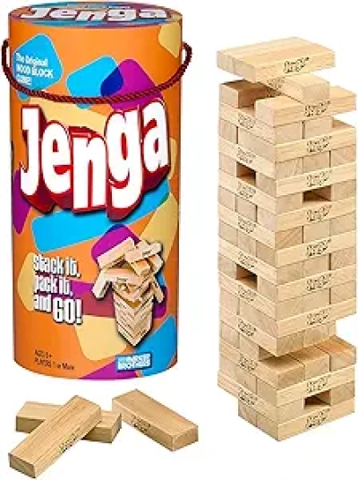 Hasbro Jenga Classic Wooden Blocks Stacking Game - Family Party Fun for Ages 6+
