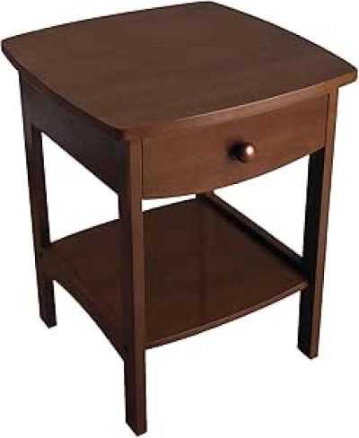 Winsome 22x18x18 Wood Curved End Table with Drawer - Brown (94918)