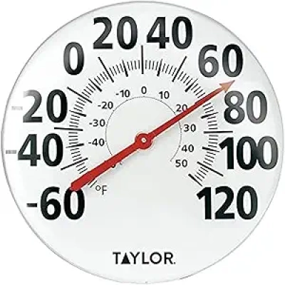 Taylor 18 Inch Extra Large Metal Wall Thermometer - Indoor Outdoor Temperature Gauge