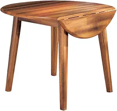 Rustic Round Drop Leaf Dining Table - 42" Small Space Solution Seats 4