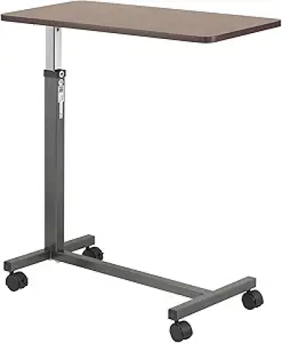 Drive Medical Overbed Table with Wheels - Adjustable Height 28-45 inches