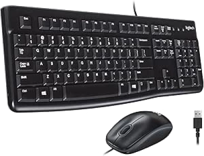 Logitech MK120 Wired Keyboard and Mouse Combo - USB, Full-Size, Windows Compatible