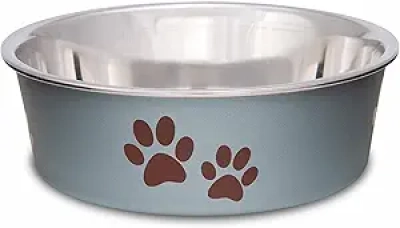 Loving Pets Bella Stainless Steel Dog & Cat Bowls - Spill Proof Pet Feeder