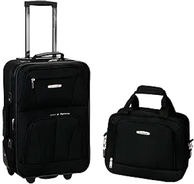 Rockland Fashion Softside Upright Luggage Set 2-Piece Black Expandable