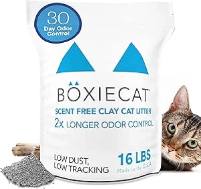 Boxie Unscented 30 Day Odor Control Clumping Clay Cat Litter - 99.9% Dust-Free, 16 lb
