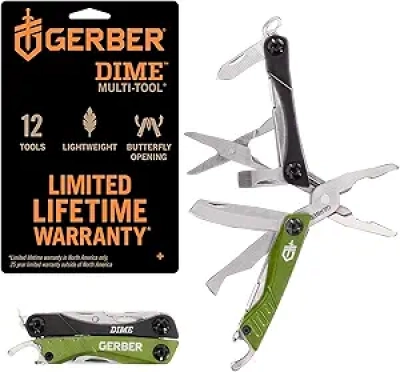 Gerber Gear Dime 12-in-1 Mini EDC Multitool - Compact Pocket Knife & Pliers