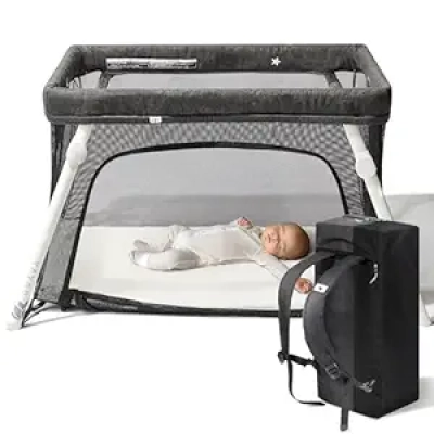 Guava Lotus Travel Crib - Certified Safe Portable Play Yard with Backpack | Lightweight Folding Baby Bed
