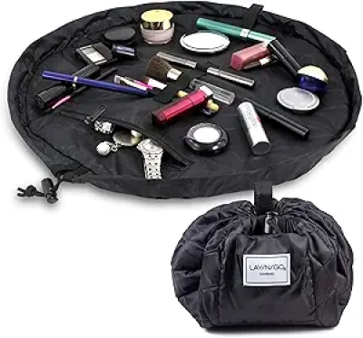 Lay-n-Go Cosmo Layflat Drawstring Cosmetic Bag - Travel Makeup Organizer