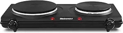 Elite Gourmet Double Cast Iron Electric Hot Plate 1500W | Portable Countertop Burner