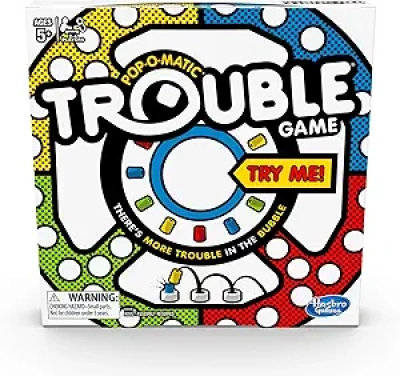 Hasbro Gaming Trouble Board Game for Kids 5+ | Classic Family Fun 2-4 Players