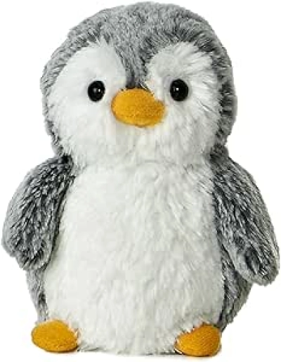 Aurora Playful Pompom Penguin Mini Stuffed Animal - 6 Inch Gray Plush Toy