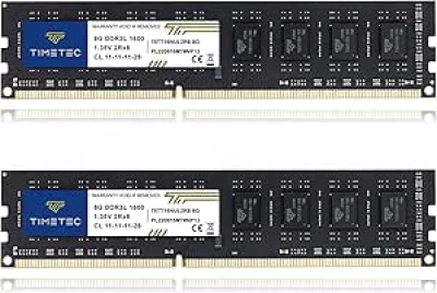 Timetec 16GB DDR3 1600MHz Desktop RAM Kit - 2x8GB PC3-12800 Memory