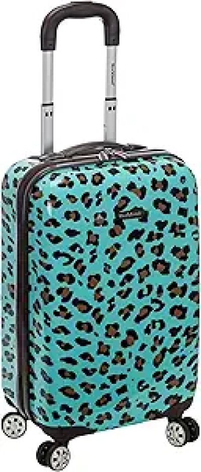 Rockland Safari Blue Leopard Carry-On Luggage 20" | Lightweight Hardside Spinner