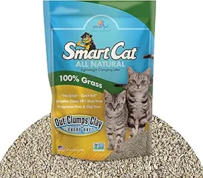 SmartCat All Natural Clumping Cat Litter 10lb - Grass-Based, 99% Dust Free