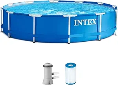 12ft Above Ground Swimming Pool Set with 530 GPH Filter Pump | INTEX Metal Frame