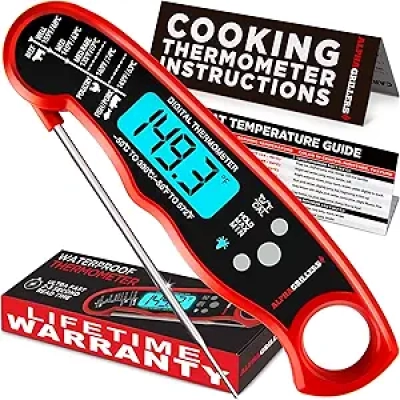 Alpha Grillers Digital Meat Thermometer - Instant Read Food Thermometer for Grilling & Cooking