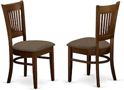 East West Furniture Vancouver Dining Chairs Set of 2 - Espresso Linen Fabric Kitchen Seating