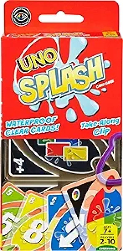 UNO Splash Waterproof Card Game with Travel Clip | Mattel Games
