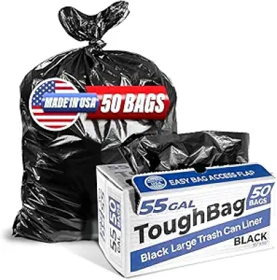 55 Gallon Heavy Duty Trash Bags | 1.2 Mil Contractor Grade | 50 Count