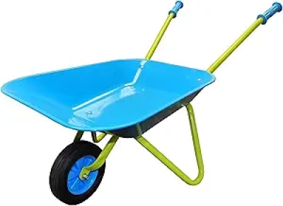 Kids Metal Wheelbarrow - Durable Child-Sized Garden Tool for Outdoor Play