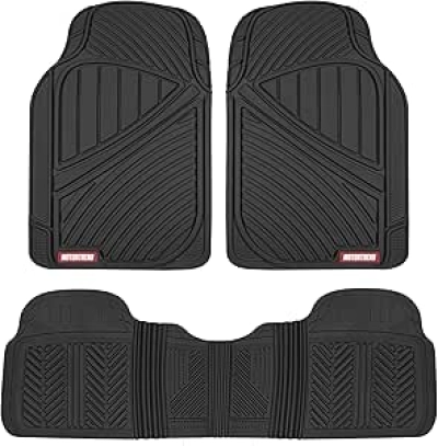 Motor Trend FlexTough All-Weather Rubber Car Floor Mats - Heavy-Duty 3-Piece Set
