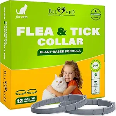 Natural Flea & Tick Collar for Cats - 12 Month Protection with Essential Oil Formula