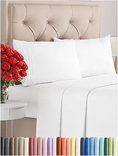 Queen Size Microfiber Sheet Set - Soft, Breathable & Cooling Bed Sheets