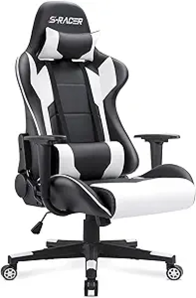 Homall White Gaming Chair - Ergonomic High Back Office Chair with Lumbar Support