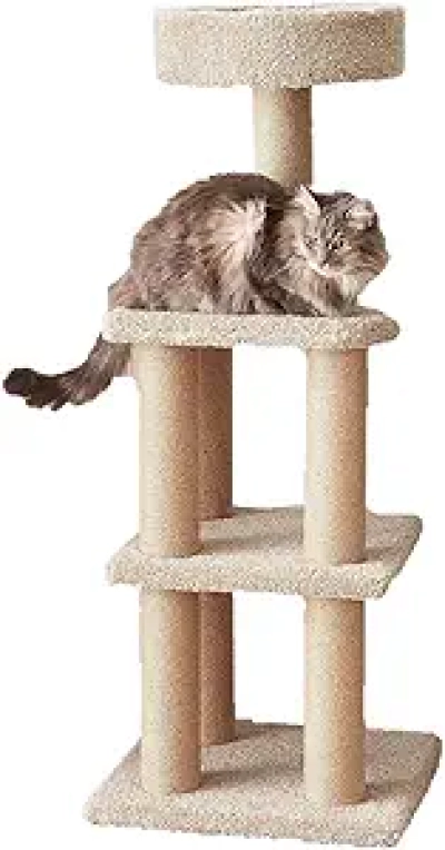 Amazon Basics Large Cat Tree Tower - 45.9" Multi-Level Climbing Activity Center with Scratching Posts
