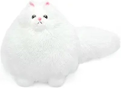 Soft White Stuffed Cat Plushie 10 inches - Cute Fluffy Cat Toy for Kids