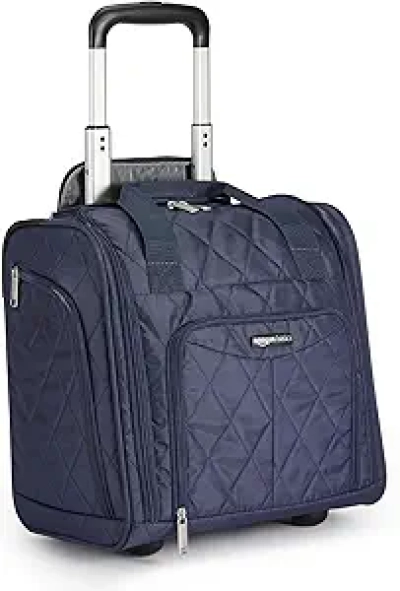 Amazon Basics Underseat Carry On Luggage with Wheels - 14" Navy Rolling Travel Bag