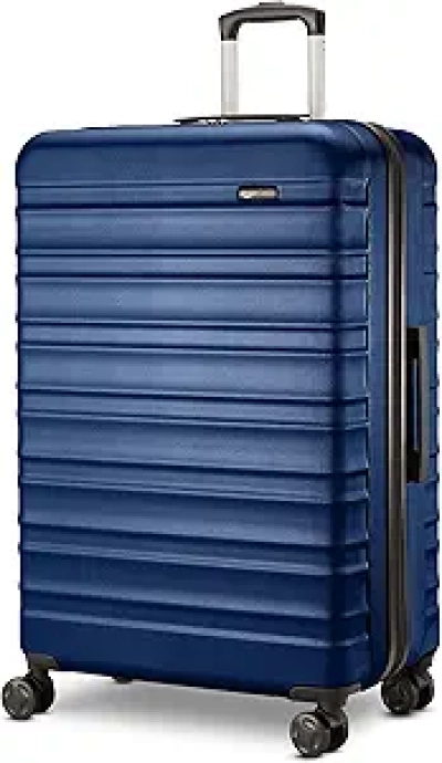 Amazon Basics 26" Navy Blue Hardside Checked Luggage - Expandable Suitcase with Wheels