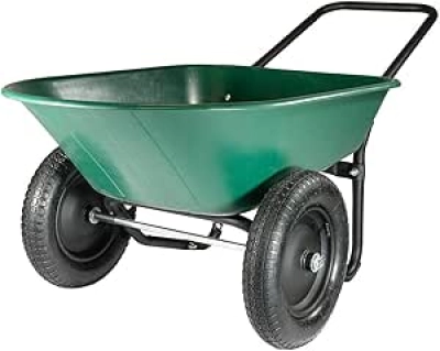Dual-Wheel Garden Wheelbarrow Cart - 5 Cu Ft Poly Tray | Yard Rover