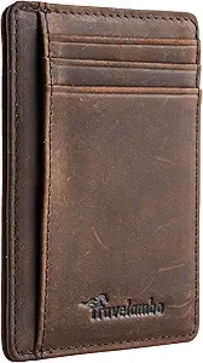 Slim RFID Blocking Wallet | Minimalist Leather Front Pocket Design