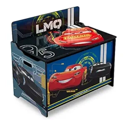 Delta Children Deluxe Disney Cars Toy Box - Safe Storage for Kids Ages 3+