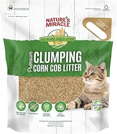 Nature's Miracle Premium Clumping Corn Cob Litter 10 lb - Fast Clumping, Dust-Free