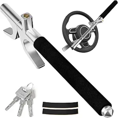 MONOJOY Universal Steering Wheel Lock with Safety Hammer - Anti-Theft Car Security Device