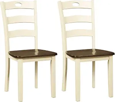 Signature Design by Ashley Woodanville Ladderback Dining Chairs Set of 2 - Cream & Brown
