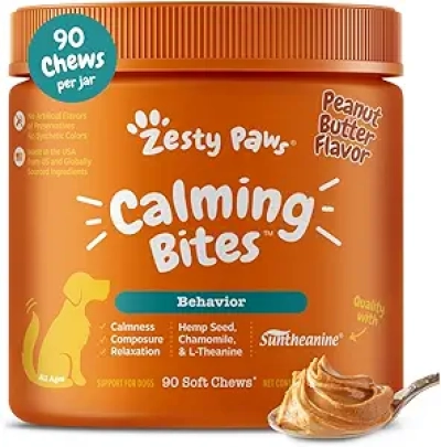 Zesty Paws Calming Chews for Dogs - Stress Relief & Relaxation (90 Count)
