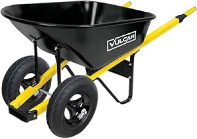 Vulcan 6 Cu-Ft Steel Wheelbarrow with 2 Pneumatic Wheels | Heavy-Duty Construction