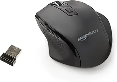 Amazon Basics Wireless Ergonomic Mouse - 2.4 GHz, Adjustable DPI, PC & Mac Compatible