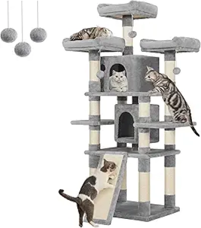 Feandrea 67" Multi-Level Cat Tree for Large Cats - Stable, Light Gray UPCT18W