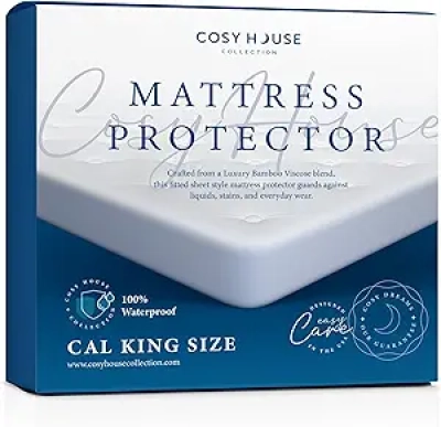 Luxury Bamboo Mattress Protector California King - Waterproof & Ultra Soft