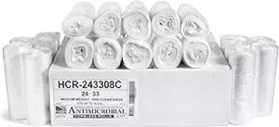 Aluf Plastics 16 Gallon High Density Trash Bags - 1000 Count Clear Garbage Liners