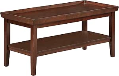 42" Ledgewood Espresso Coffee Table with Storage Shelf - Modern Living Room Furniture