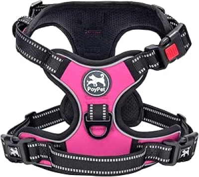 PoyPet No Pull Dog Harness - Front Lead Reflective Vest with Control Handle