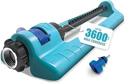 Aqua Joe Oscillating Sprinkler | 3600 Sq Ft Coverage, 70ft Spray Distance