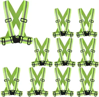 Reflective Safety Vest for Running & Outdoor Sports - High Visibility Pack of 10